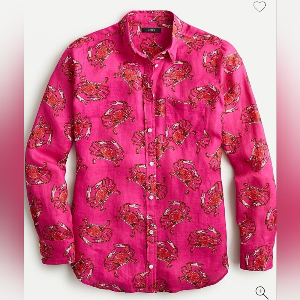 J. Crew Womens Long Sleeve Button Up Shirt Size XS NWT Ratti King Crab Print